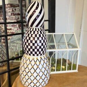 Dollar Tree Viral Stacked Easter Eggs White Plastic Indoor Outdoor Decor 24" NEW